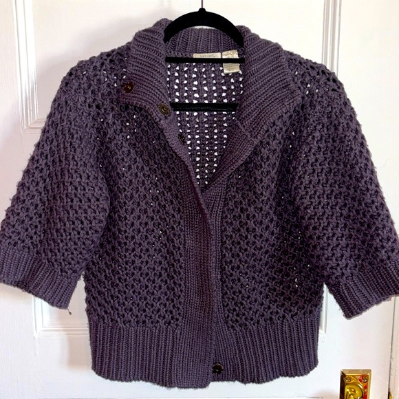 Chunky purple snap cardigan sweater - Picture 4 of 7